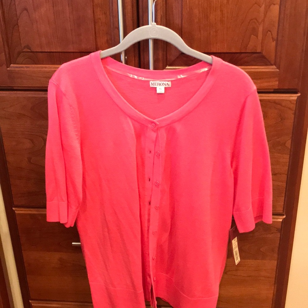 Merona short sleeve pink cardigan NWT size XL